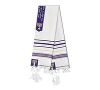 WKabnkn Châle de prière à franges de 180 cm avec franges faites à la main et motif brodé pour homme et femme, événement religieux, talit traditionnel pour homme et femme, violet, taille unique