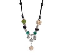 WKabnkn Collier ras du cou ethnique fait à la main en céramique avec perles en céramique - Bijoux réglables pour femme - Chaîne de clavicule réglable, taille unique, Comme décrit, Comme décrit.