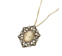 WKabnkn Collier vintage avec pendentif camée en strass en cristal, cadeau pour les vacances, bijoux multi-fonctionnels en alliage, collier à chaîne multicouches, taille unique, Comme décrit