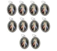 WKabnkn Lot de 10 pendentifs en forme de religion ovale en métal avec strass pour colliers, porte-clés, fabrication de bijoux