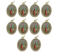 WKabnkn Lot de 10 pendentifs en forme de religion ovale en métal avec strass pour colliers, porte-clés, fabrication de bijoux