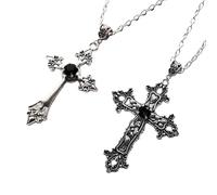 WKabnkn Lot de 2 colliers gothiques en alliage rétro religieux avec pendentif crucifix, taille unique, Comme décrit, Comme décrit.