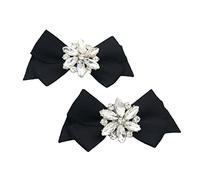 WKabnkn Lot de 2 sangles de chaussures faites à la main en strass pour chaussures avec nœud papillon pour décoration de chaussures pour femme, taille unique, Comme décrit, Comme décrit.