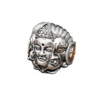 WKabnkn Open Designs Anneaux réglables Unisexe Dieu ou le Mal Anneaux en alliage Accessoire gravé Personnage chinois Bijoux Décorations Ouvertes Réglable