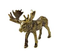 WKabnkn Statue de cerf en laiton antique pour amateur d'art vintage en forme d'élan miniature pour bureau, bibliothèque, étagère, centre de table, décoration de salon