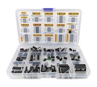 wkao Assortiment de 150 puces IC pour projets de bricolage, comprend amplis opérationnels, oscillateurs, PC817 Ne555, processeur audio, kit XL avec adaptateurs