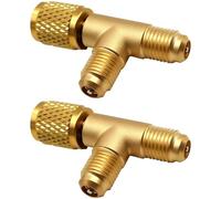 wkao Lot de 2 adaptateurs en laiton pour réfrigérant de 6,35 mm SAE Valves Core Té R12 R134A AC Quick Coupler Access Tee, adaptateur en T de 5,8 cm