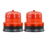 wkao Lot de 2 balises d'avertissement solaires LED - Support magnétique pour la construction et la sécurité routière - Visibilité clignotante jusqu'à 200 m