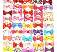 wkao Lot de 300 nœuds colorés pour poils d'animaux de compagnie, pour lapins, chats et chiens, bandes élastiques douces, design anti-tiraillement, idéal pour un usage quotidien