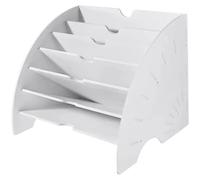 wkao Organiseur de bureau : trieur de fichiers vertical, porte-bloc à 6 niveaux, plastique blanc