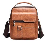 wkao Sac à bandoulière pour homme, sac à main rétro en cuir PU, décontracté, grande capacité, petit sac à bandoulière élégant