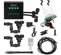 wkao Système de brumisation pour reptiles avec minuterie, atomiseur pour plantes tropicales de lézard serpent, comprend un long tuyau, un adaptateur secteur, un pulvérisateur intelligent avec 2 buses