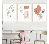 WKAQM Abstrait Femme Visage Ligne Art Peinture Minimaliste sur Toile Tableau Affiche Moderne Figure FéMinine Murale Art Tableaux Salon Decoration à La Maison 40 × 60 Cm × 3 sans Cadre