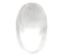 Wkclnfs Frange à Clips,Clip de Franges Plates de Vraies Cheveux Humains Dans Les Extensions de Cheveux de Franges Cheveux de Frange avec des Temples 12inch (Gris argenté)