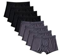 wkd-thvb 8 Pcs/Lot Grande Taille Hommes sous-vêtements en Fibre de Bambou Soie de Glace Respirant Boxer Shorts Homme Sexy Maille caleçon 4Black 4Dark Gray Asian 3XL
