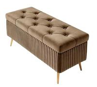 WKHPHMBEQ Banc Ottoman de Rangement en Velours avec Assise rembourrée - Bout lit, Coffre d'entrée, Banc Chambre, supporte jusqu'à 130 kg(Light Brown,60X40X45cm)