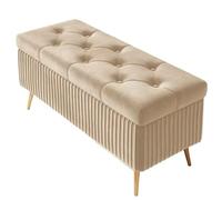 WKHPHMBEQ Banc Ottoman de Rangement en Velours avec Assise rembourrée - Bout lit, Coffre d'entrée, Banc Chambre, supporte jusqu'à 130 kg(Natural,150X40X45cm)