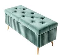 WKHPHMBEQ Banc Ottoman de Rangement en Velours avec Assise rembourrée - Bout lit, Coffre d'entrée, Banc Chambre, supporte jusqu'à 130 kg(Light Blue,80X40X45cm)
