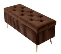 WKHPHMBEQ Banc Ottoman de Rangement en Velours avec Assise rembourrée - Bout lit, Coffre d'entrée, Banc Chambre, supporte jusqu'à 130 kg(Brown,80X40X45cm)