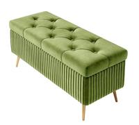 WKHPHMBEQ Banc Ottoman de Rangement en Velours avec Assise rembourrée - Bout lit, Coffre d'entrée, Banc Chambre, supporte jusqu'à 130 kg(Avocado,60X40X45cm)