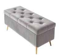 WKHPHMBEQ Banc Ottoman de Rangement en Velours avec Assise rembourrée - Bout lit, Coffre d'entrée, Banc Chambre, supporte jusqu'à 130 kg(Light Gray,60X40X45cm)