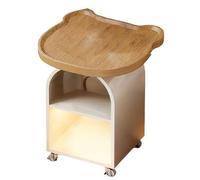 WKHPHMBEQ Table d'appoint Moderne à roulettes, Meuble à café Multifonctionnel, Table de Chevet et Table d'appoint for Salon, Multi-usages(Wood Color+White)