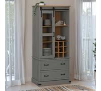 WKIEQACO Armoire à vin Halden avec casiers à vin et porte coulissante Gris