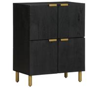 WKIEQACO Armoires et rangement, armoires de rangement multimédia et racks, buffet noir 60 x 33 x 75 cm en bois d'ingénierie