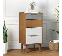 WKIEQACO Armoires et rangement, commode, armoire à tiroirs MOLDE marron 40 x 35 x 82 cm en pin massif