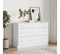 WKIEQACO Armoires et rangement, commode, commode ALTA blanc, 112 x 35 x 73 cm, pin massif