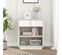 WKIEQACO Armoires et stockage, buffets et buffets, armoire console blanche 60 x 34 x 75 cm, pin massif