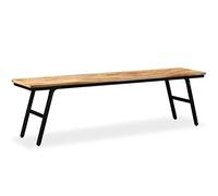 WKIEQACO Banc de jardin en teck recyclé et acier 160 x 35 x 45 cm