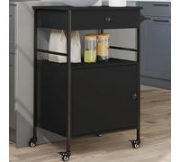 WKIEQACO Chariot de cuisine en bois pour maison et jardin Noir 56 x 43 x 89,5 cm