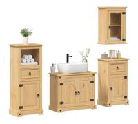 WKIEQACO Corona Ensemble de meubles de salle de bain 4 pièces en bois massif