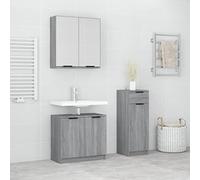 WKIEQACO Ensemble de 3 meubles de salle de bain en bois Sonoma gris
