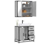 WKIEQACO Ensemble de meubles de salle de bain 2 pièces en bois Sonoma gris