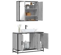 WKIEQACO Ensemble de meubles de salle de bain 2 pièces en bois Sonoma gris