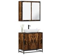 WKIEQACO Ensemble de meubles de salle de bain 2 pièces en chêne fumé