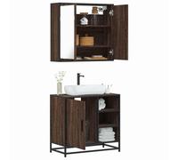 WKIEQACO Ensemble de meubles de salle de bain 2 pièces en chêne marron