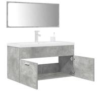 WKIEQACO Ensemble de meubles de salle de bain 3 pièces en bois gris béton