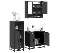 WKIEQACO Ensemble de meubles de salle de bain 3 pièces en bois noir
