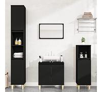 WKIEQACO Ensemble de meubles de salle de bain 3 pièces en bois noir