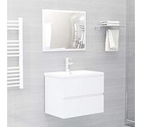 WKIEQACO Ensemble de meubles de salle de bain en bois blanc brillant