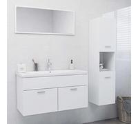 WKIEQACO Ensemble de meubles de salle de bain en bois d'ingénierie blanc