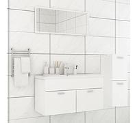 WKIEQACO Ensemble de meubles de salle de bain en bois d'ingénierie blanc