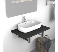 WKIEQACO Ensemble de meubles, ensemble de meubles de salle de bain, étagère murale pour lavabo gris, 60 x 40 x 16,3 cm