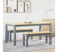 WKIEQACO Ensemble de salle à manger 3 pièces Panama en bois massif gris