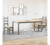 WKIEQACO Ensemble de salle à manger 3 pièces Panama en bois massif gris