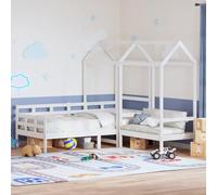 WKIEQACO Ensemble lit de jour et banc avec toit sans matelas Blanc 90 x 200 cm Lits & Accessoires Lits et cadres de lit