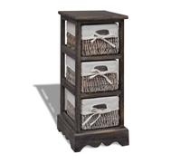 WKIEQACO Étagère de rangement en bois avec 3 paniers de tissage, armoires de rangement et casiers Marron